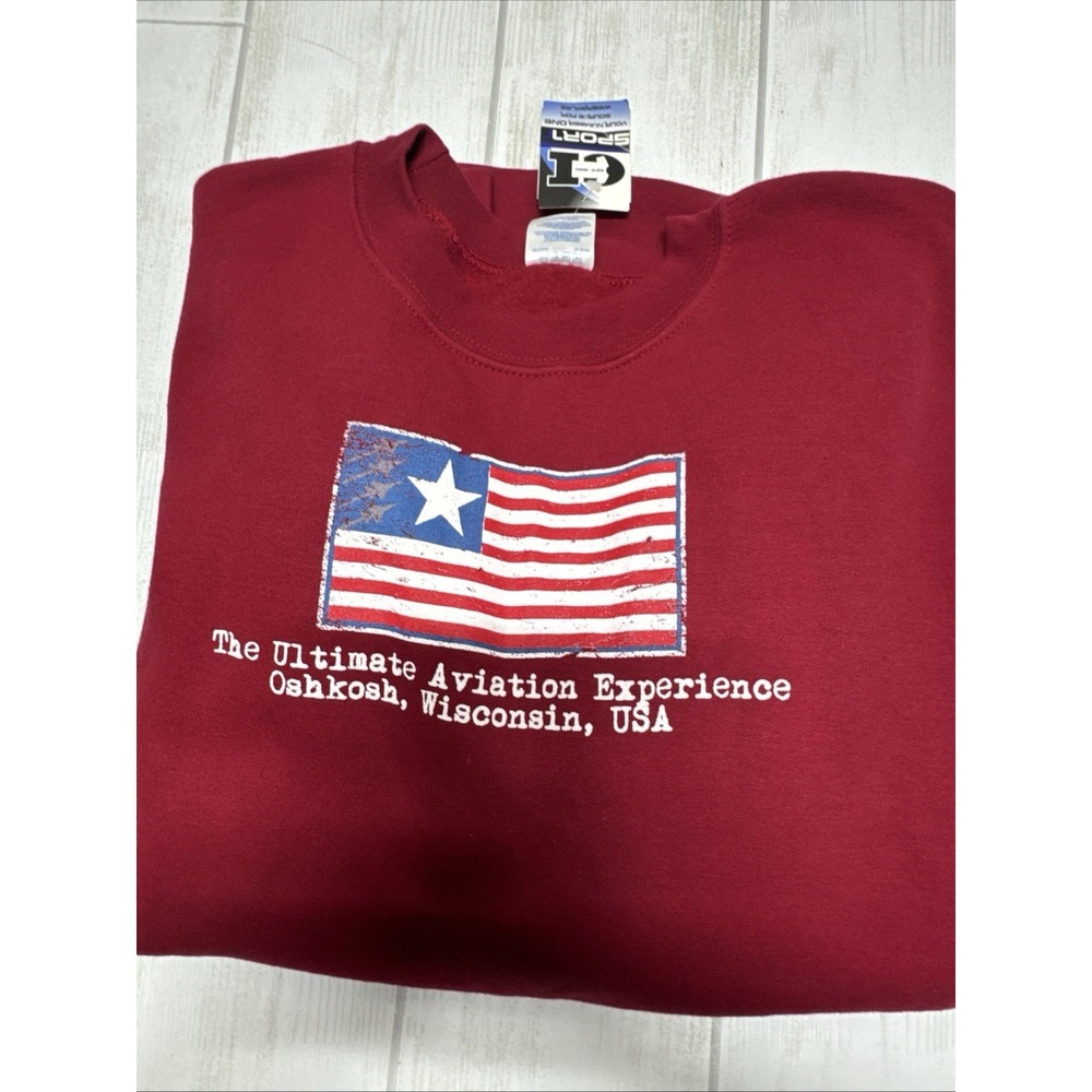 NWT The Ultimate Aviation Experience Crewneck Sweatshirt XXL Oshkosh Wi Red